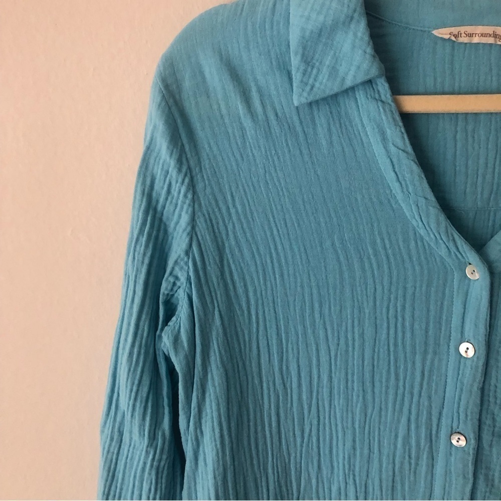 Soft Surrounding Gauze Button Down Tunic Shirt In… - image 5